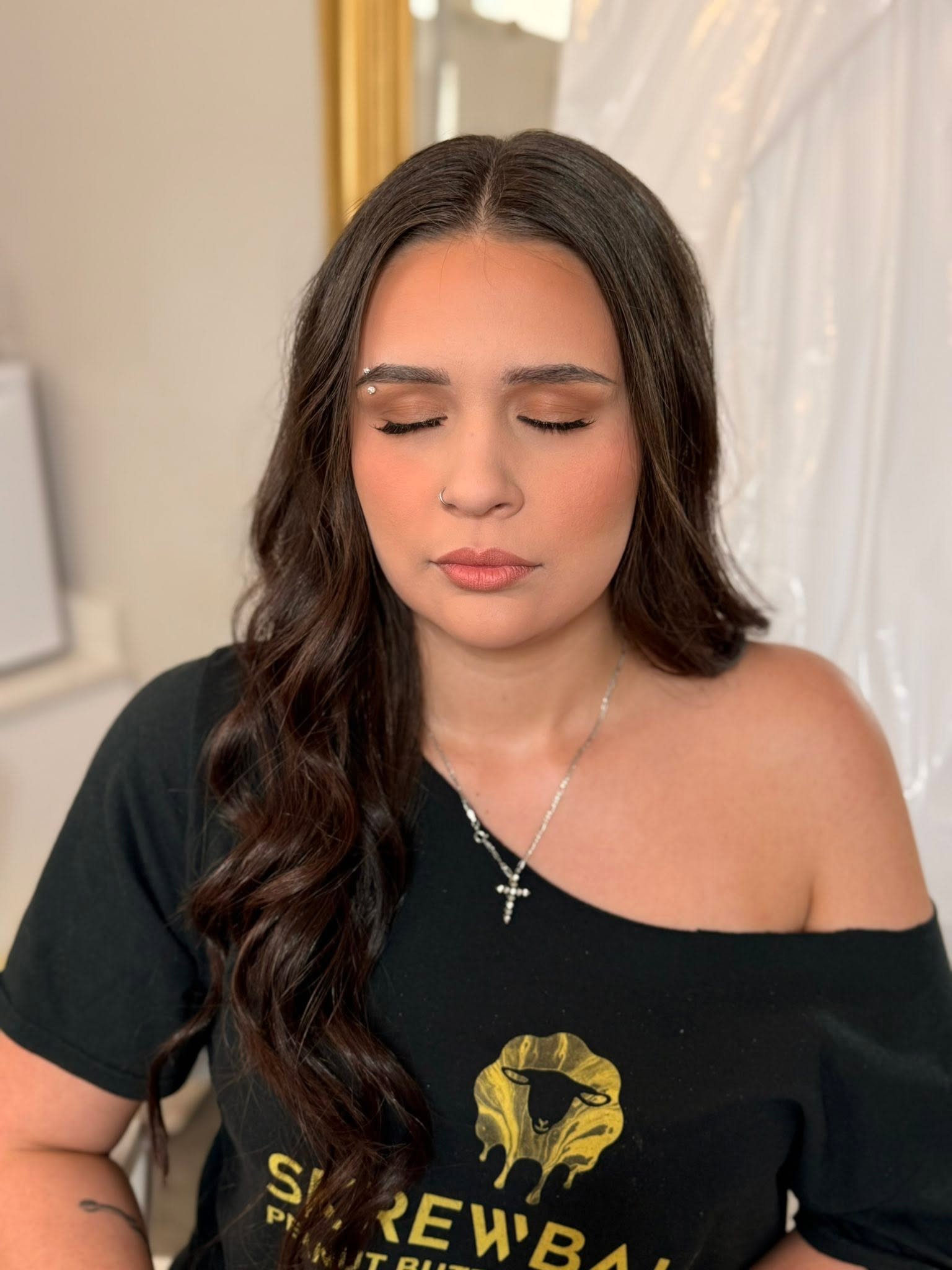 Perfect eyes makeup application close up