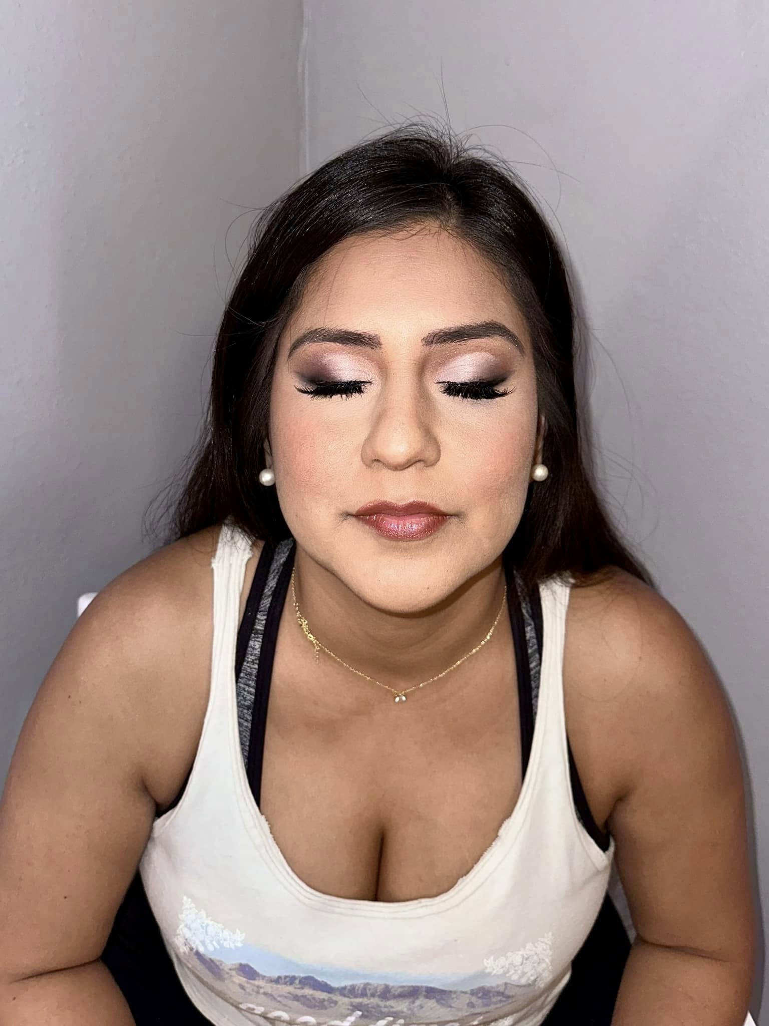 Soft pink sunset glow makeup look